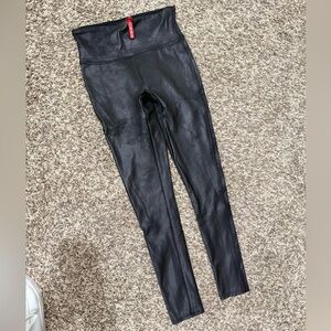 SPANX Size Small Black High-Waisted Pleather Leggings